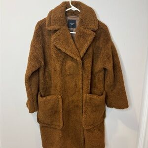 Weekend MaxMara Virgin Wool Brown Teddy Coat Size 2 USA/4 UK Oversized